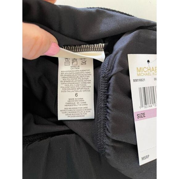 MICHAEL Michael Kors Logo Chain Black One Piece Swimsuit Size 6 Padded $122 NWT - Picture 8 of 9